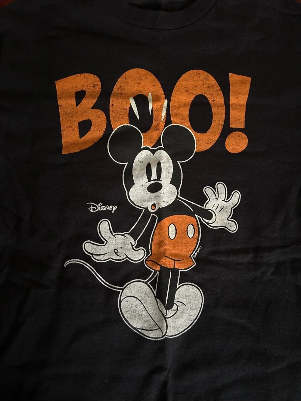 Disney Mickey Mouse BOO! Halloween Graphic Tee Black Short Sleeve Women Size S - Picture 2 of 4